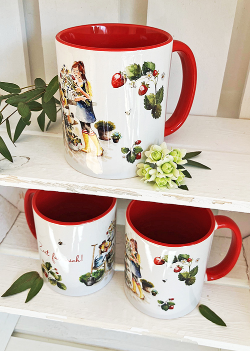 Kaffetasse Gartenmädchen Rot