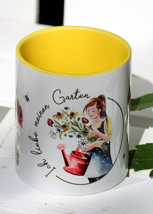 Kaffeetasse Gartenmädchen Gelb