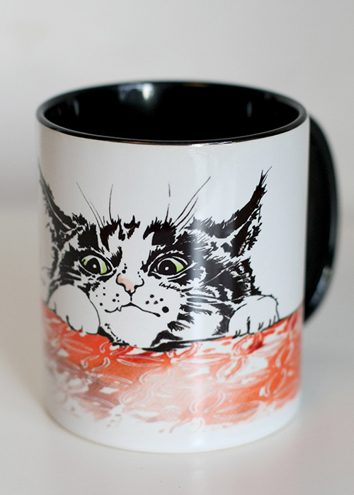 Kaffeetasse Katze Spinne