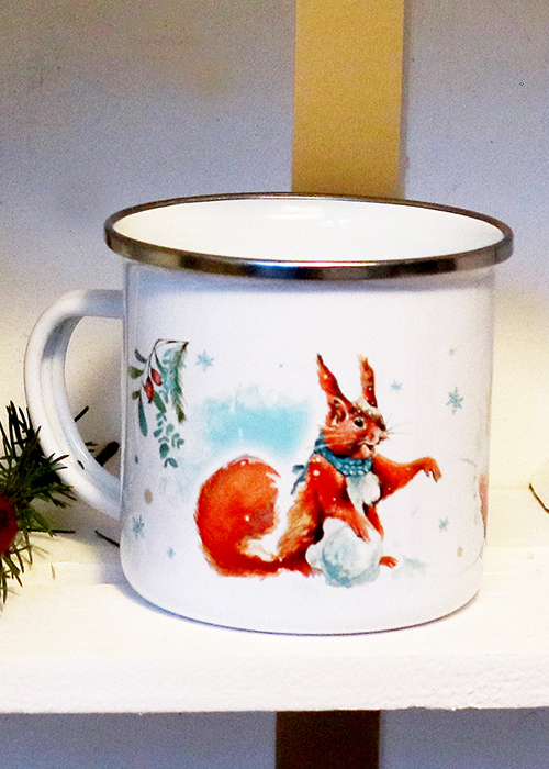 Emailletasse Eichhörnchen Retro