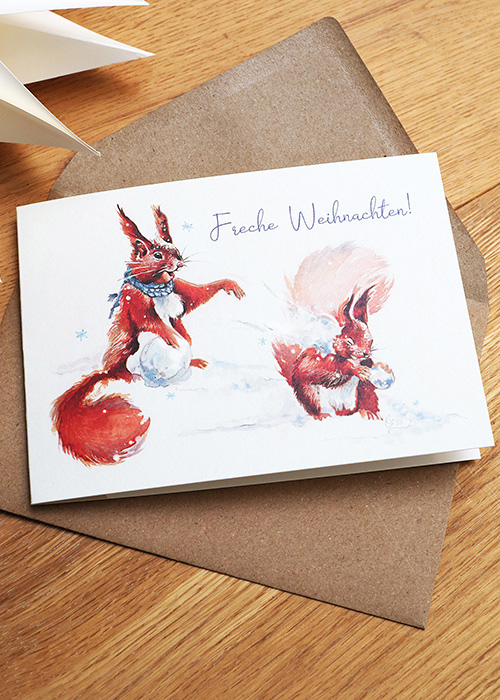 Klappkarte Eichhörnchen Weiß