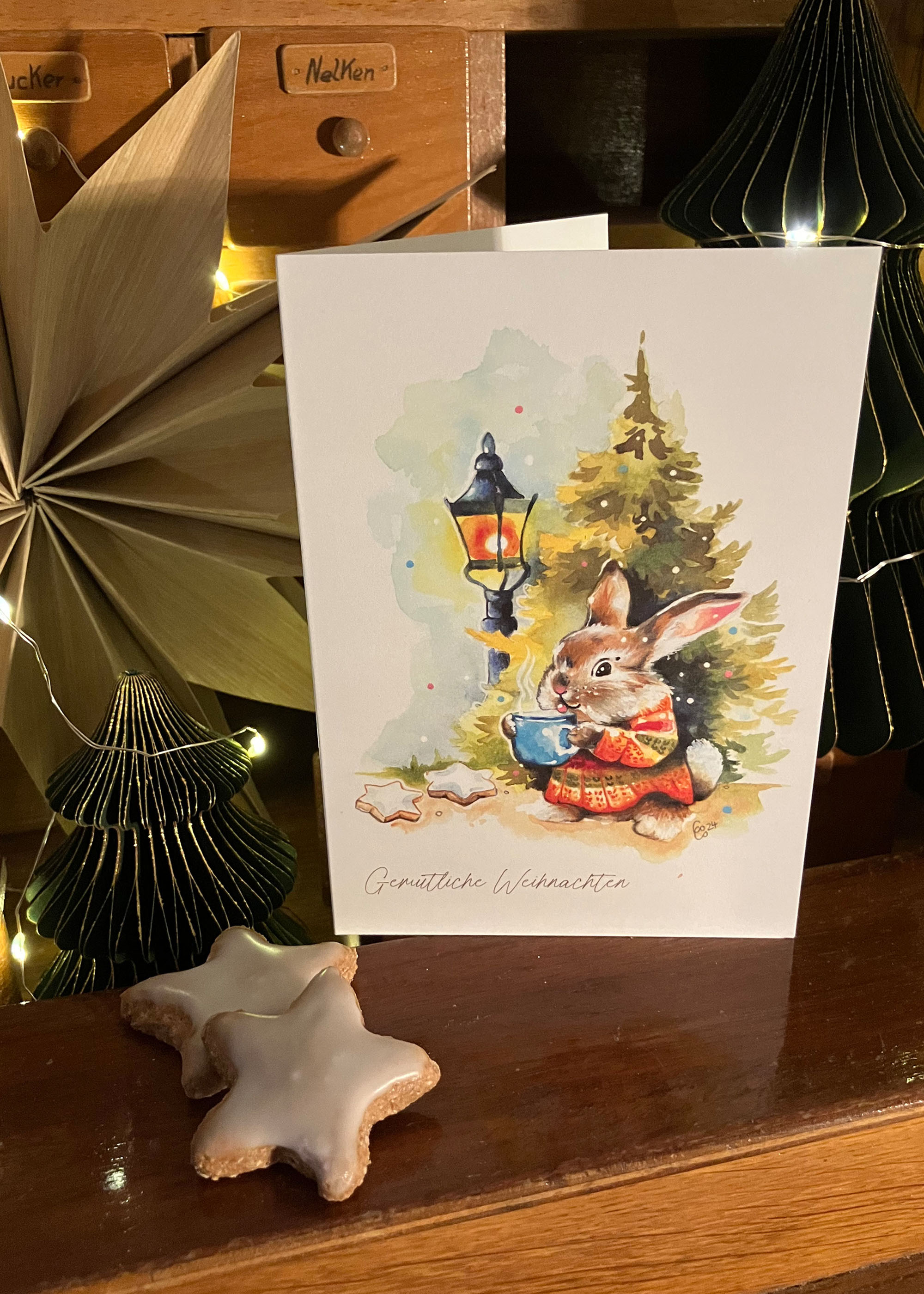 Klappkarte Hase Weiß