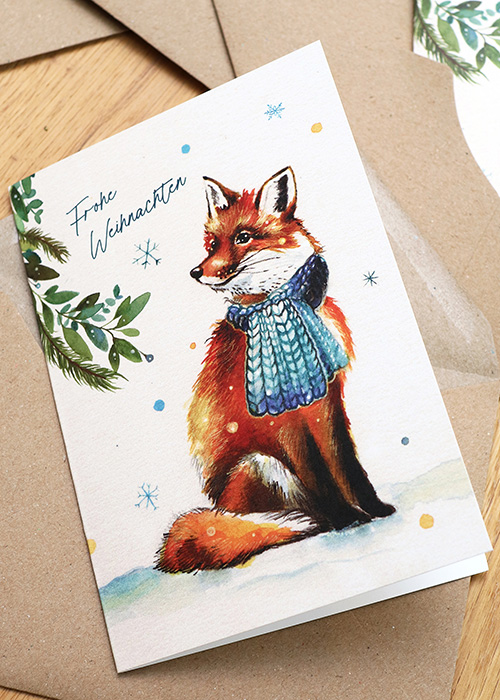 Klappkarte Fuchs Weiß
