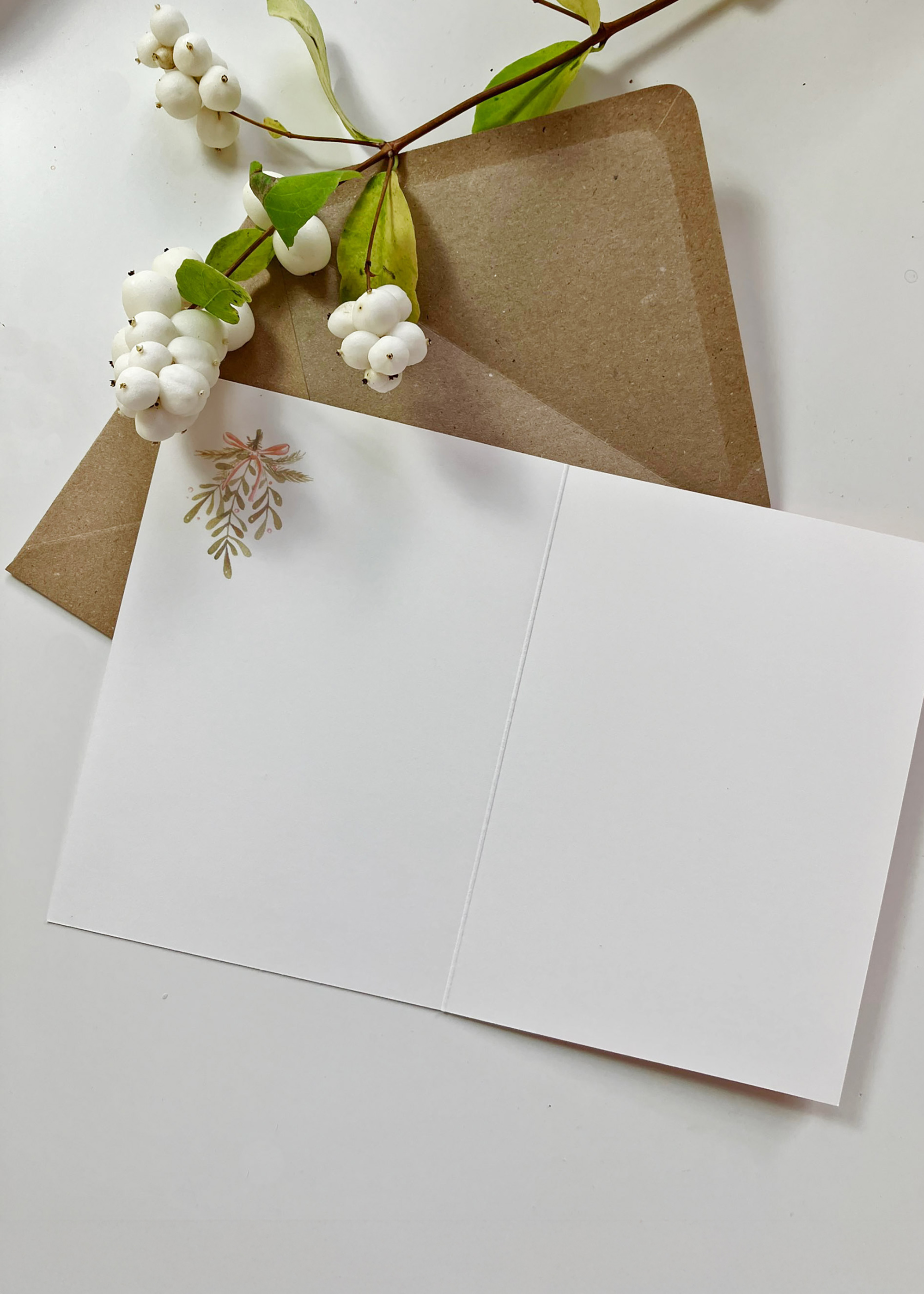 Klappkarte Mistelzweig Weiß