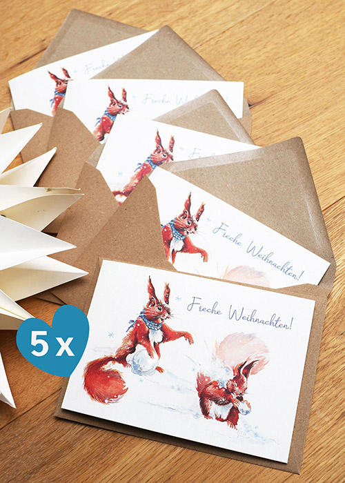 Weihnachtskarte 5-er Pack Eichhörnchen