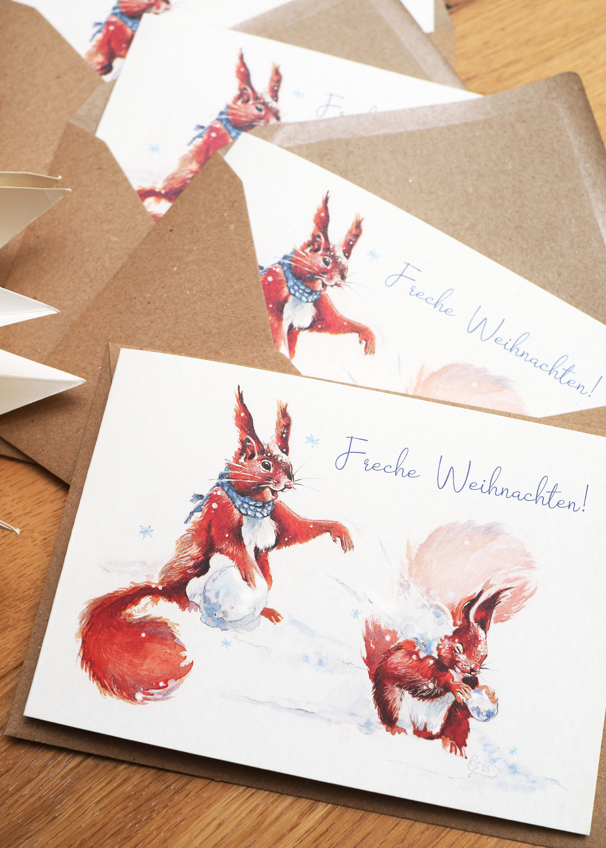 Weihnachtskarte 5-er Pack Eichhörnchen