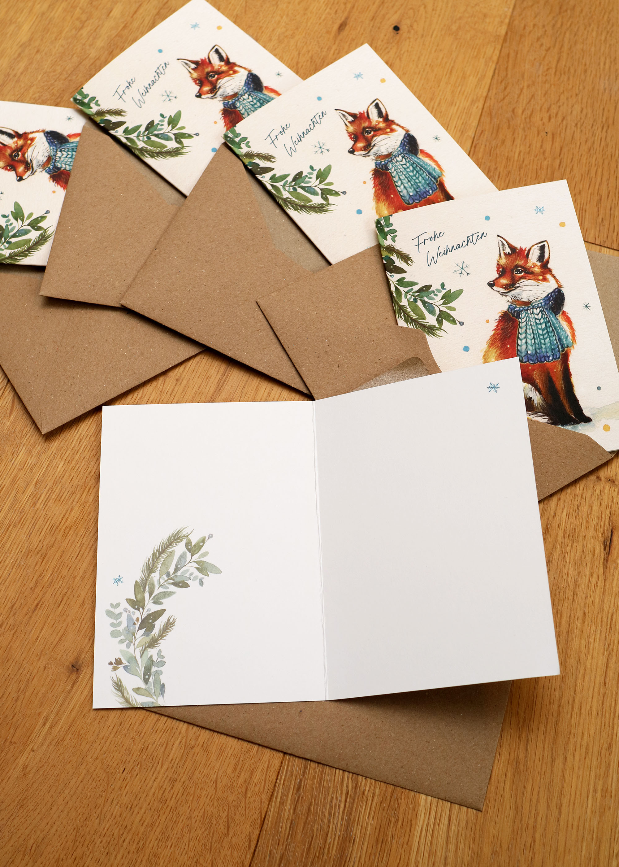 Weihnachtskarte 5-er Pack Fuchs
