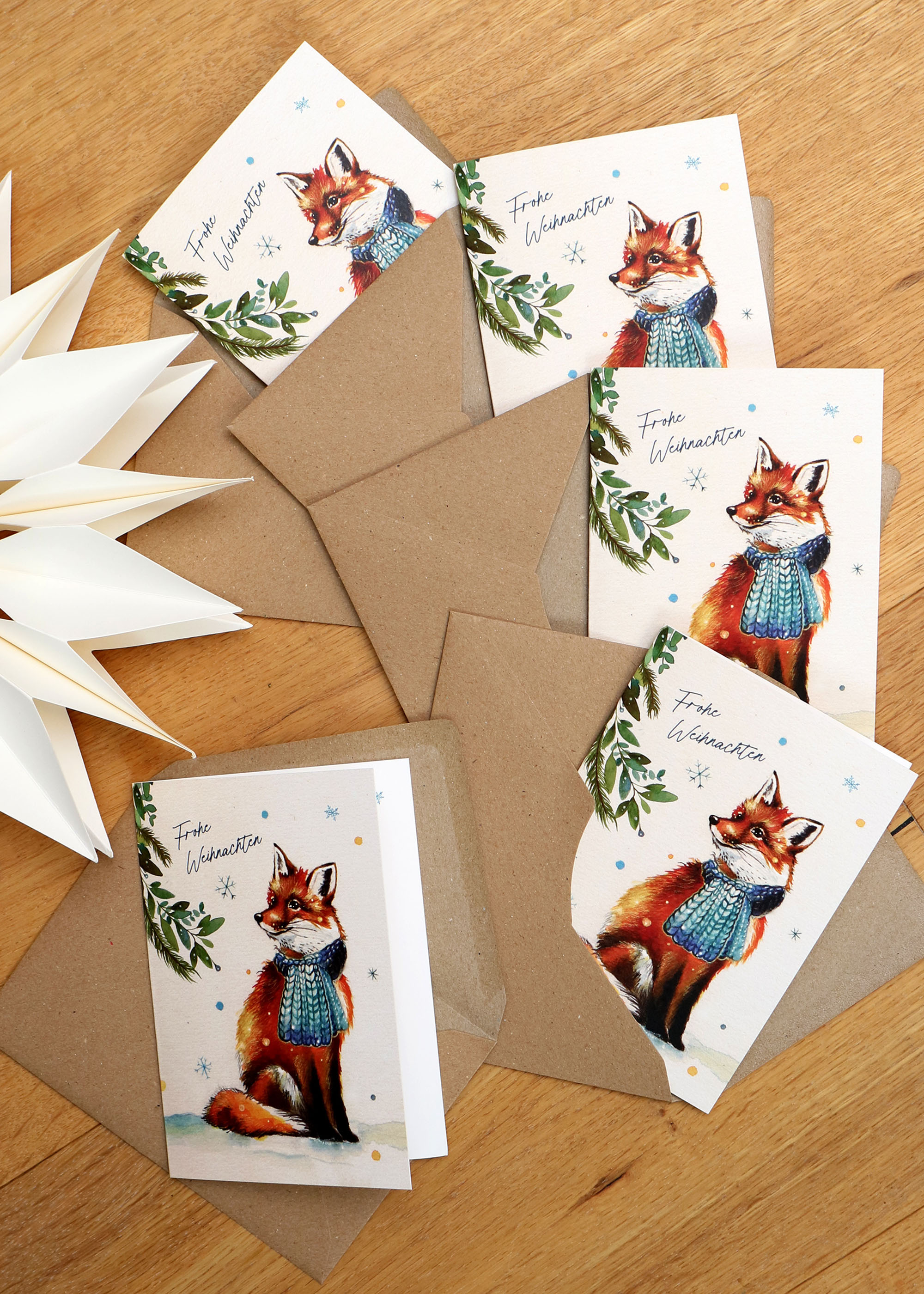 Weihnachtskarte 5-er Pack Fuchs