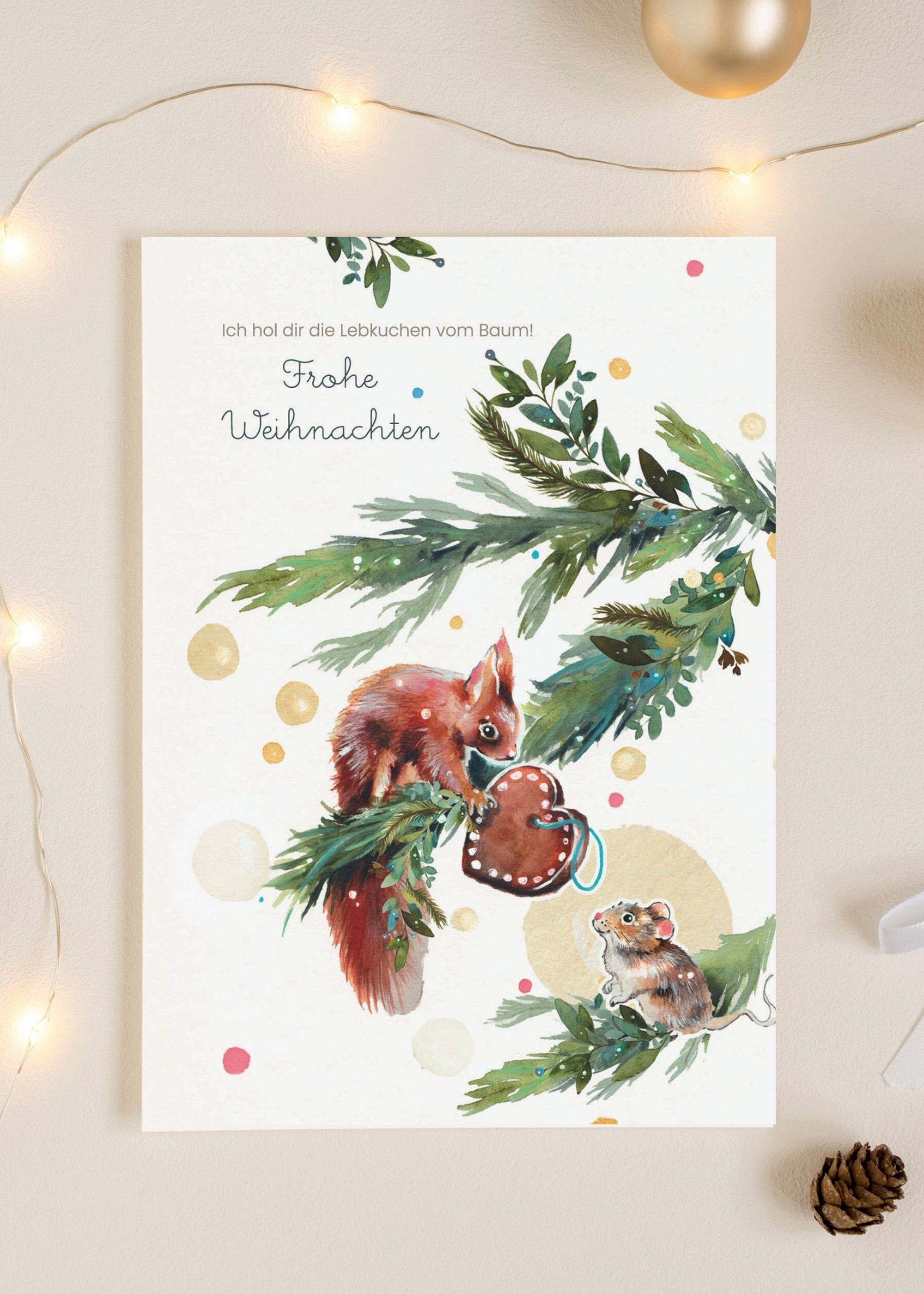 Weihnachtskarte 5-er Pack Lebkuchenherz