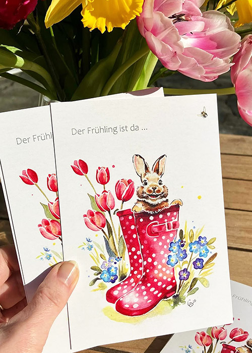 Postkarte Ostern Hase Frühling